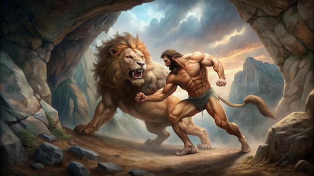 a blink of an eye, Strength from the Spirit, samson, fighting, lion